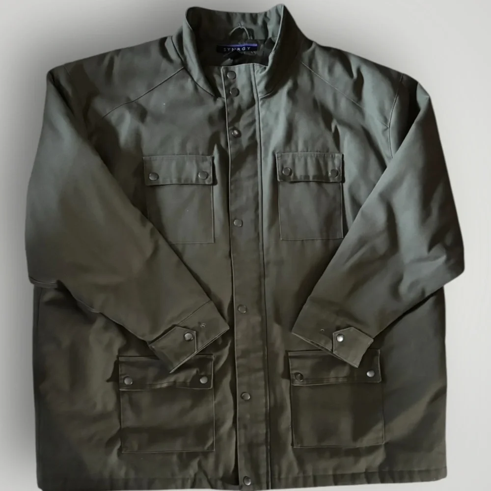 SYNRGY DXL Olive Green Canvas Military Field Jacket  Lined Mens 3XL